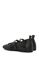 Women's Black Buckle Leather Ballerinas | Derimod