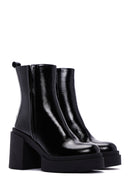 Women's Black Patent Leather Heeled Chelsea Boots | Derimod