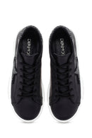 Women's Black Lace-up Leather Sneaker | Derimod