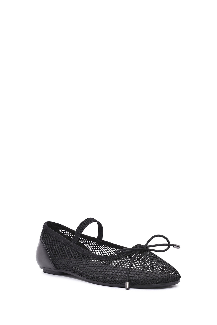 Women's Black Fabric Fishnet Ballerinas