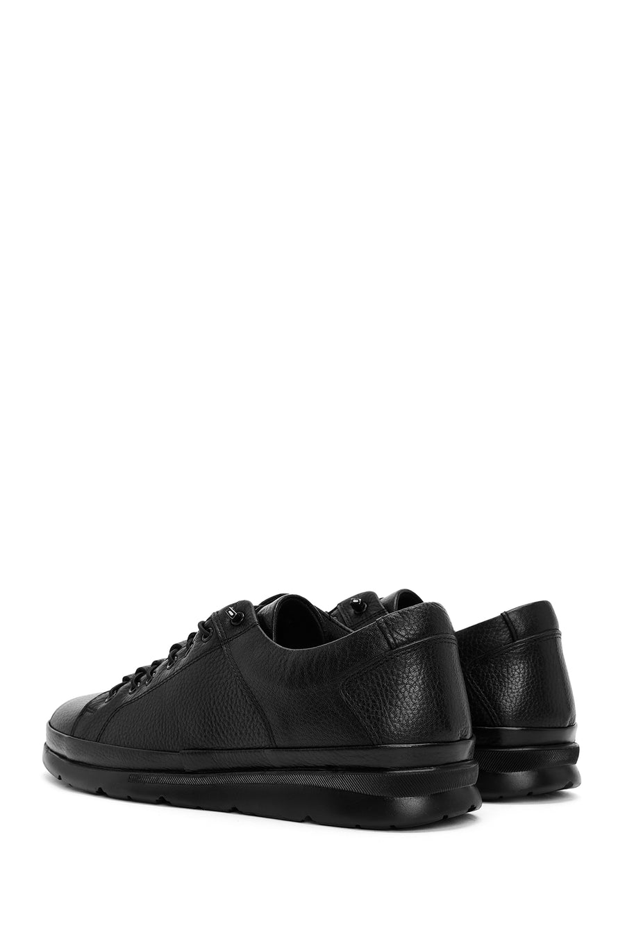 Men's Black Lace-up Leather Sneaker