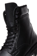 Men's Black Leather Boots Flat Boots | Derimod