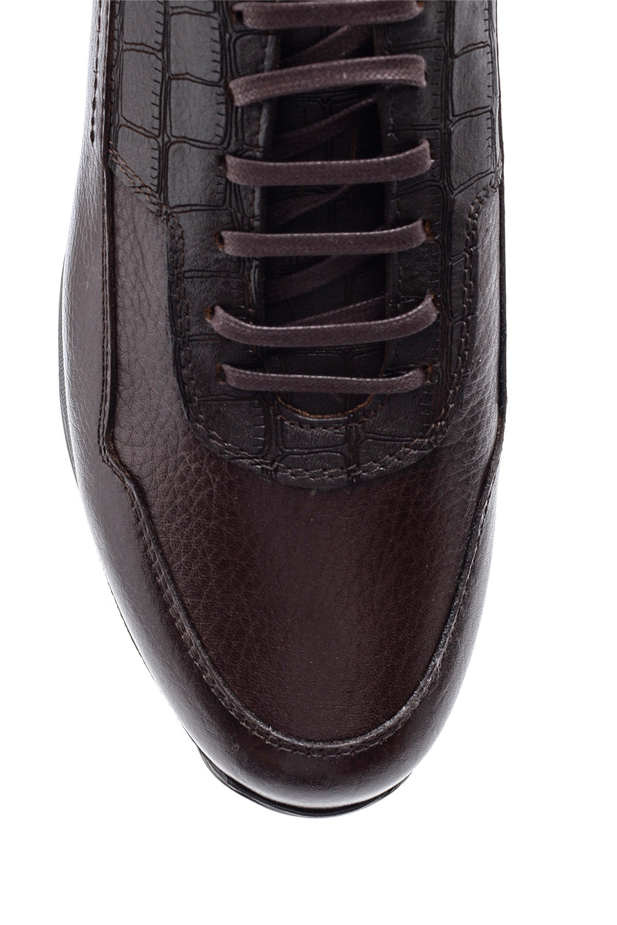 Erkek Kroko Detaylı Deri Sneaker