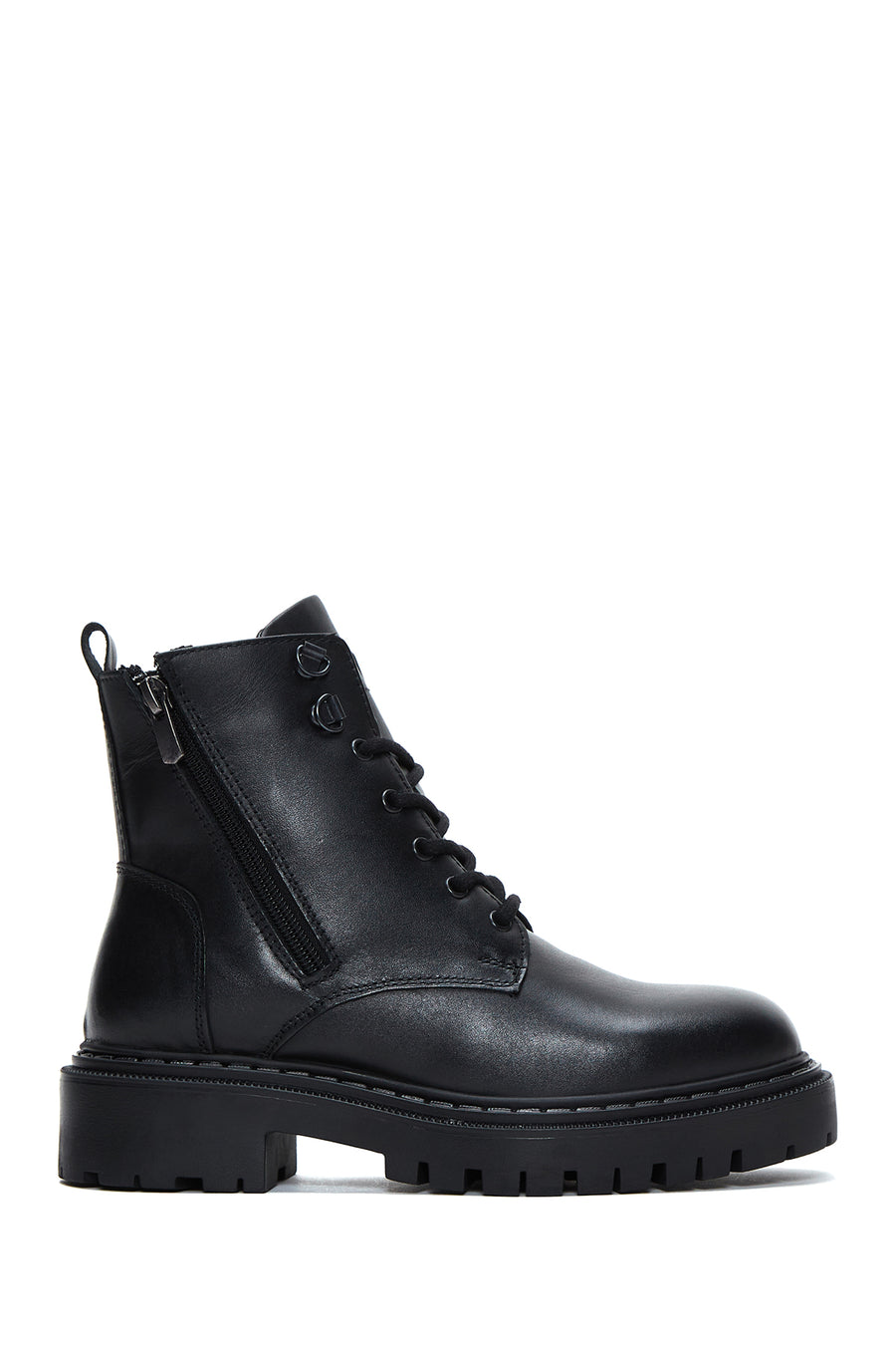 Women's Black Zippered Leather Boots 22WFD510018 | Derimod