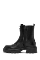 Women's Black Double Zipper Leather Boots | Derimod