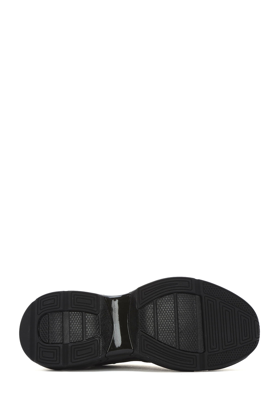 Men's Black Lace-Up Thick-Sole Fabric Sneakers