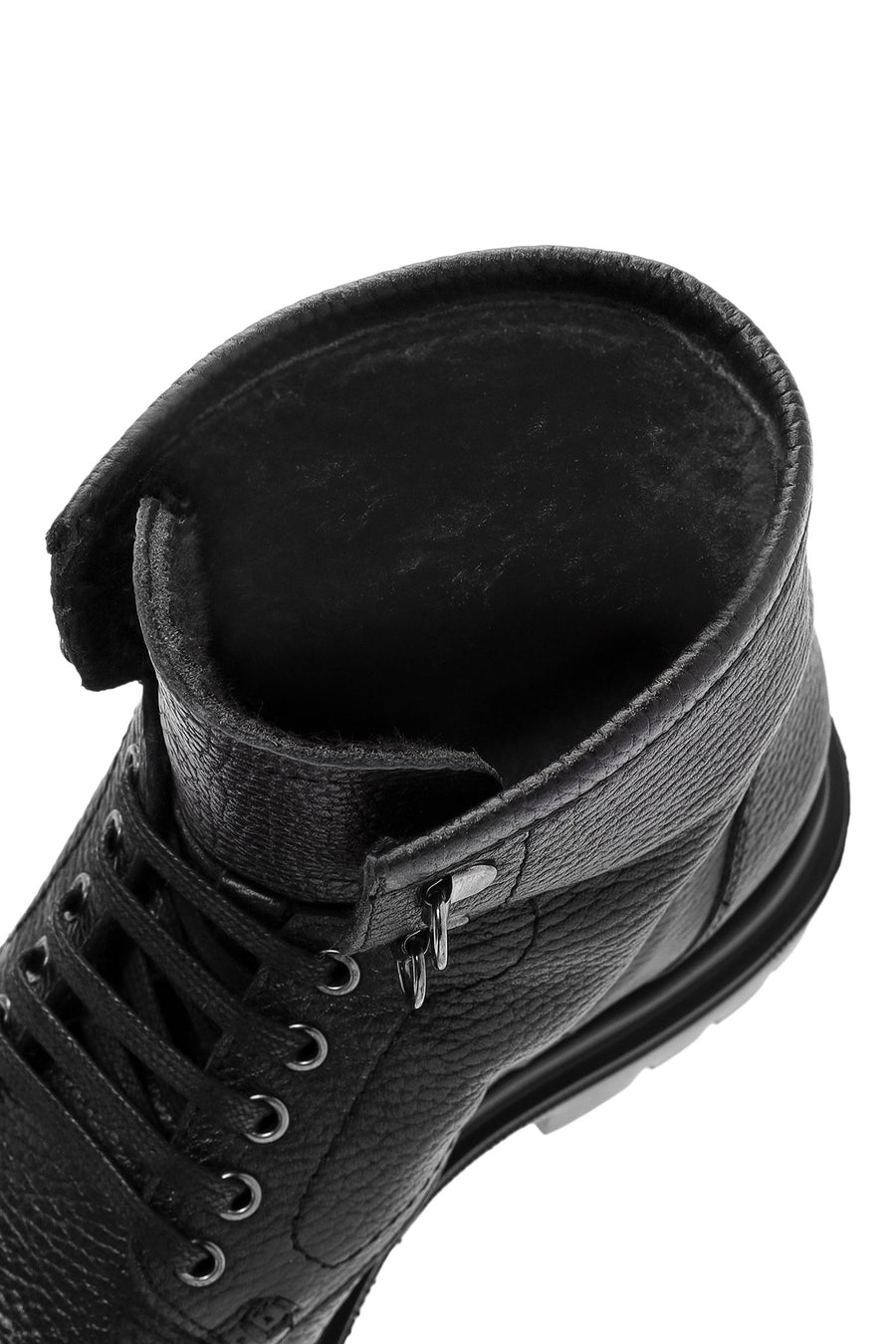 Men's Black Lace-Up Leather Combat Boots