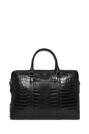 Unisex Black Long Strap Crocodile Pattern Leather Briefcase | Derimod