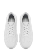 Kadın Beyaz Bağcıklı Kalın Tabanlı Deri Sneaker | Derimod