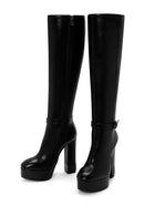 Women's Black Platform High Heel Leather Boots | Derimod