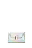 Women's Blue Metallic Patent Leather Mini Crossbody Bag | Derimod