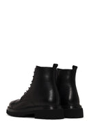 Male Black Lace-up Zip Closure Leather Casual Boots | Derimod