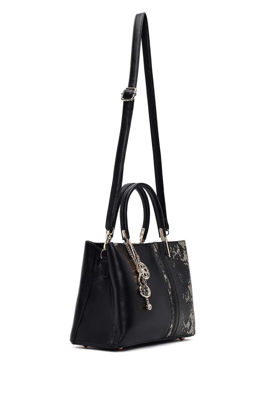 Woman Black Printed Long-Strap Shoulder Bag