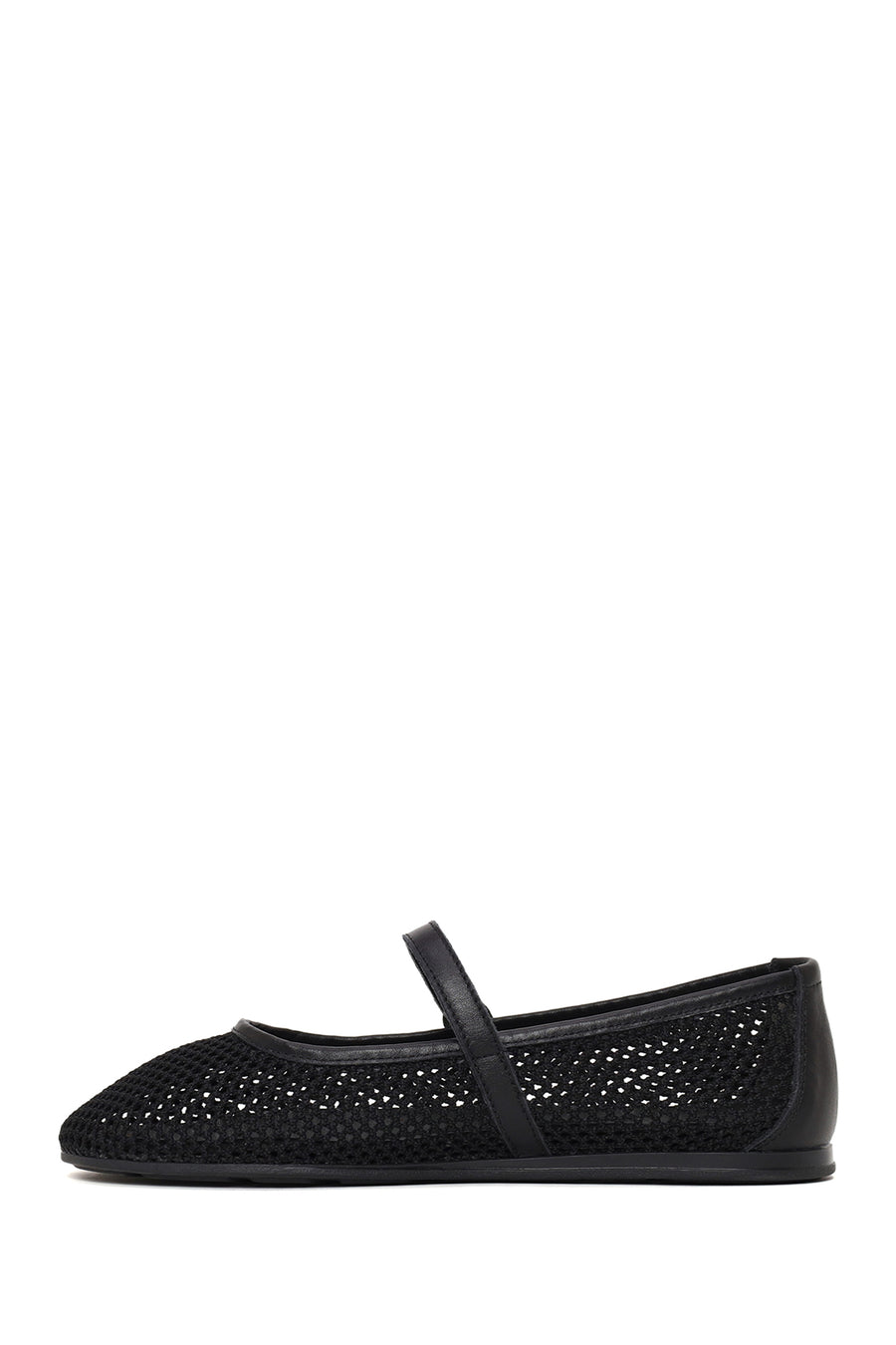 Woman Black Buckled Mesh Ballerine flats