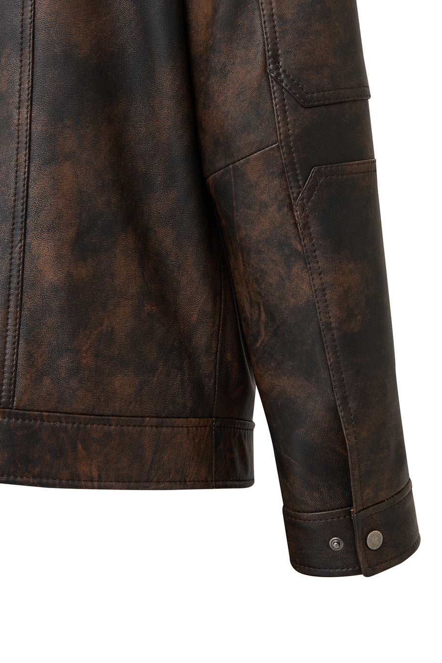 Alfred Male Brown Notched Collar Leather Coat