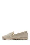 Women's Beige Leather Comfort Loafer | Derimod