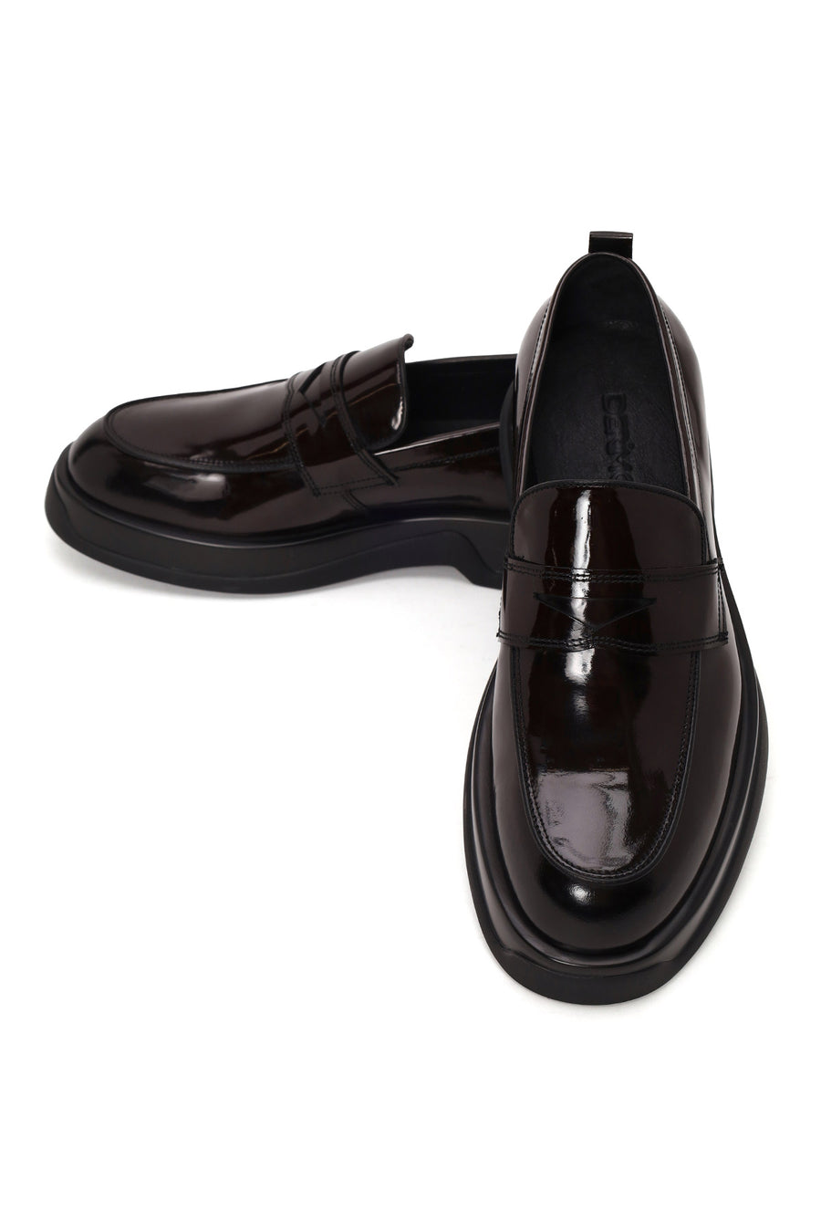 Male Burgundy Chunky-Soled Leather Loafer