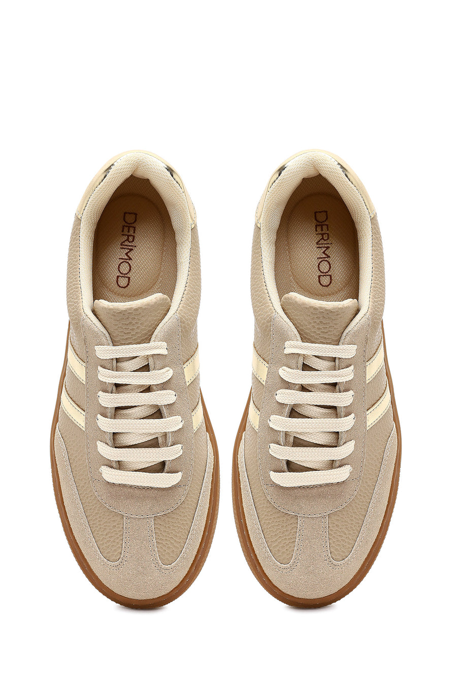 Woman Beige Lace-up Sneakers