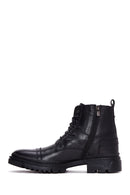 Men's Black Leather Zippered Boots | Derimod