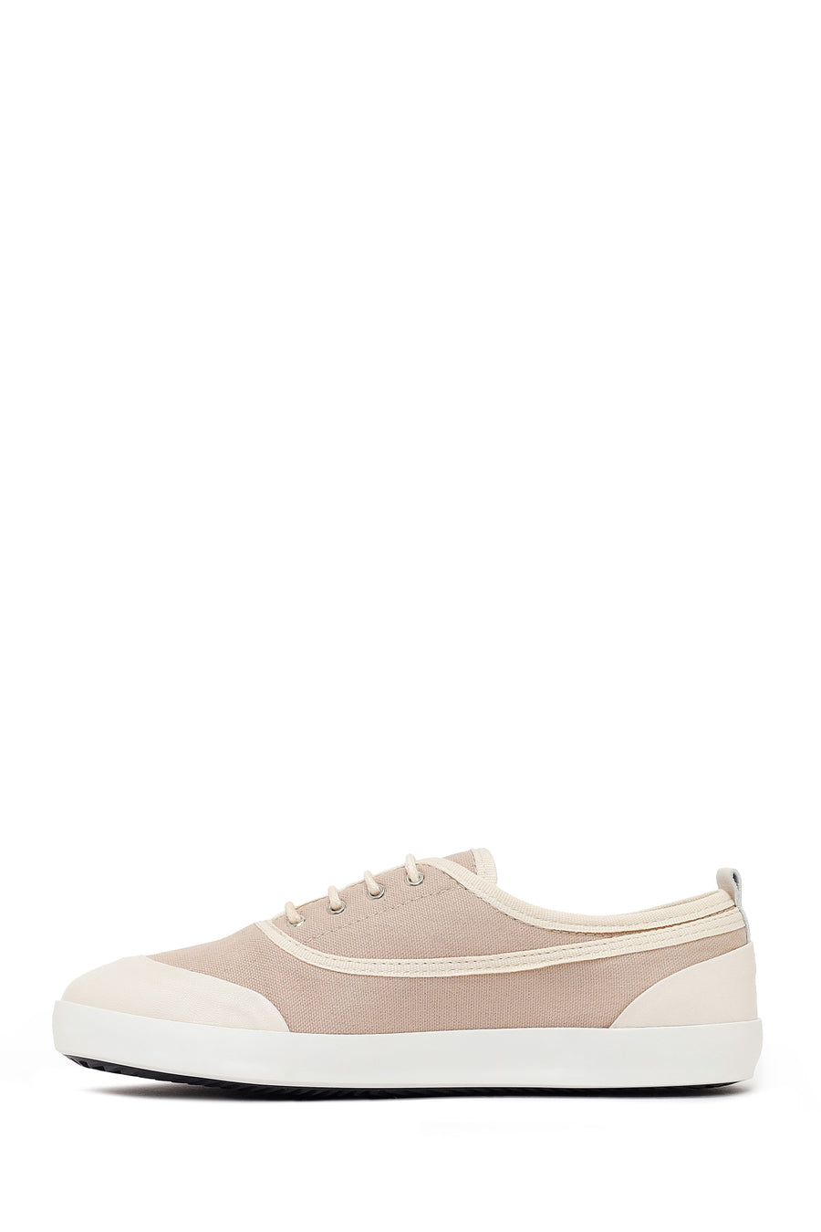 Woman Beige Lace-up Leather Sneaker