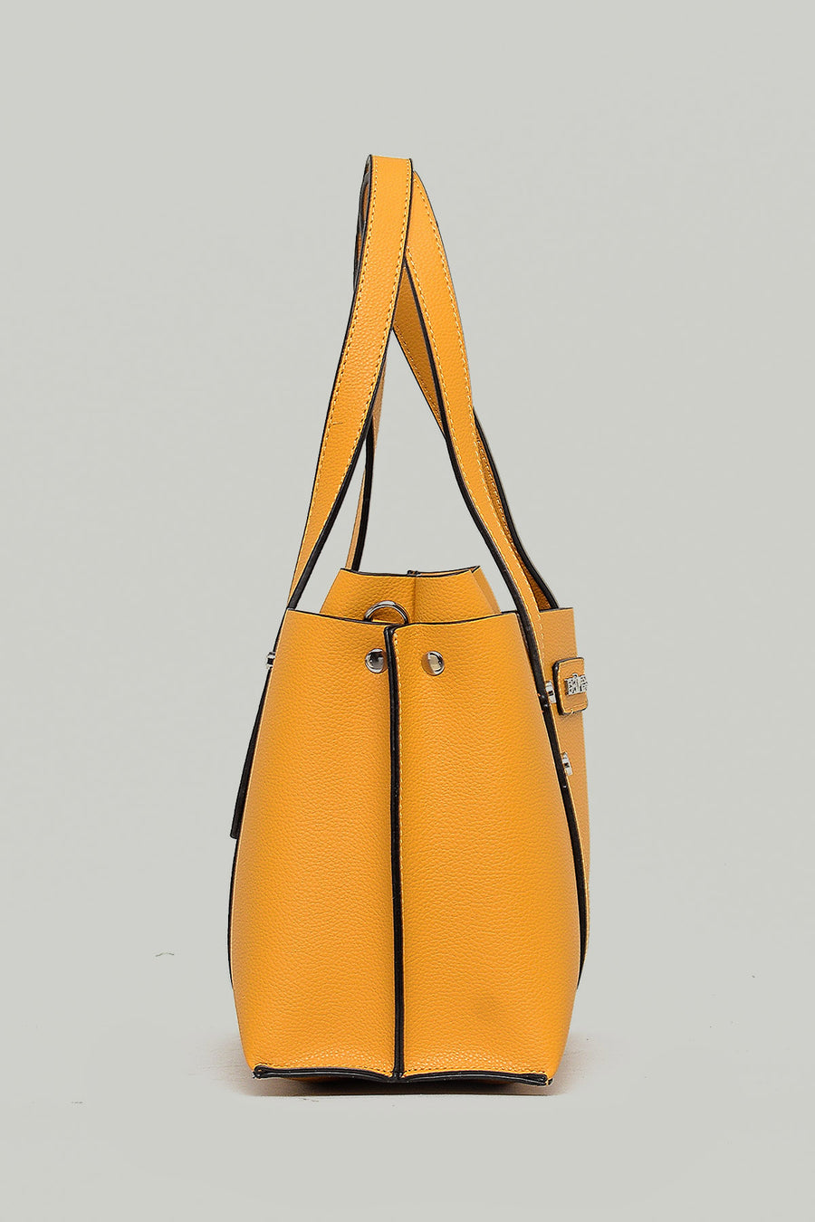 Mustard Women's Shoulder Bag with Staple Detail