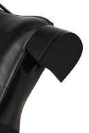 Women's Black Zippered Short Thick Heeled Leather Boots | Derimod