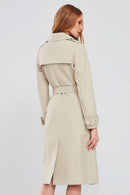 Fergie Women's Beige Long Leather Trench Coat | Derimod