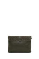 Woman Green Long-Strap Suede Crossbody Bag | Derimod