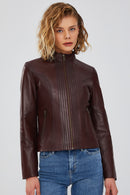 Bianca Women's Brown Leather Jacket | Derimod