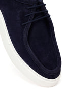 Male Navy Blue Lace-Up Thick-Soled Suede Casual Shoes | Derimod