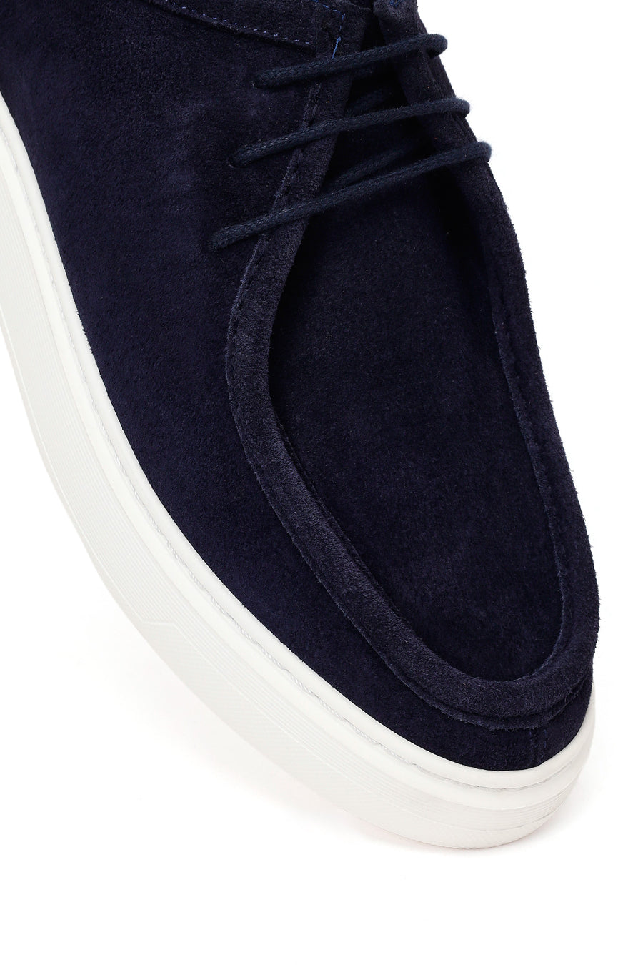 Male Navy Blue Lace-Up Thick-Soled Suede Casual Shoes