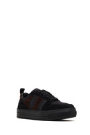 Woman Black Lace-Up Patterned Leather Sneaker | Derimod