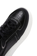 Women's Black Leather Thick Soled Sneaker | Derimod