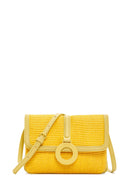 Women's Yellow Long Strap Straw Crossbody Bag | Derimod