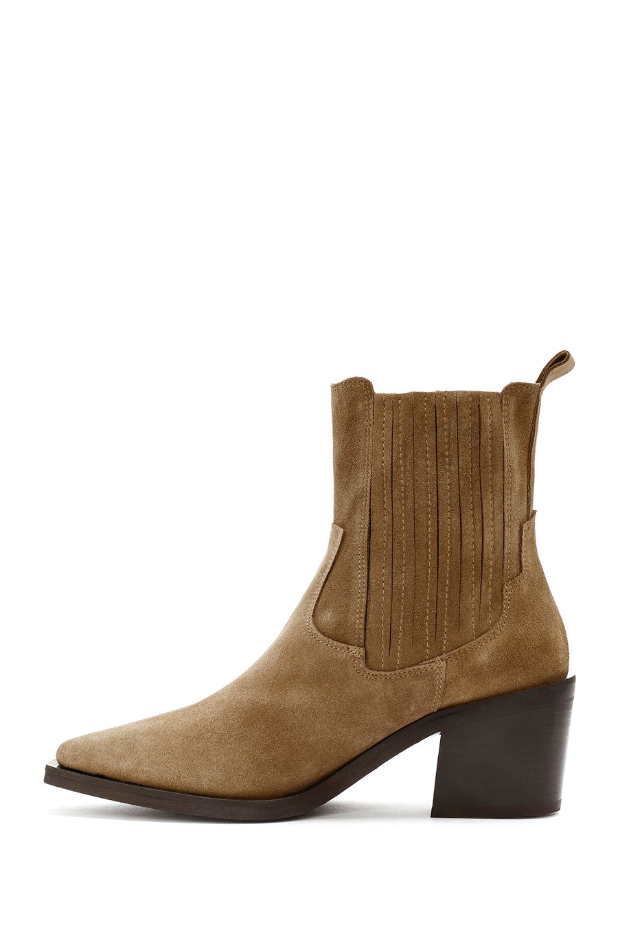 Woman Brown Chunky Heeled Suede Cowboy Boots