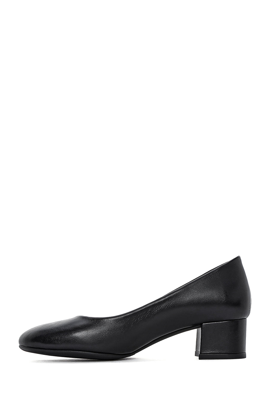 Derimod Flex Women's Black Low Thick Heeled Leather Shoes
