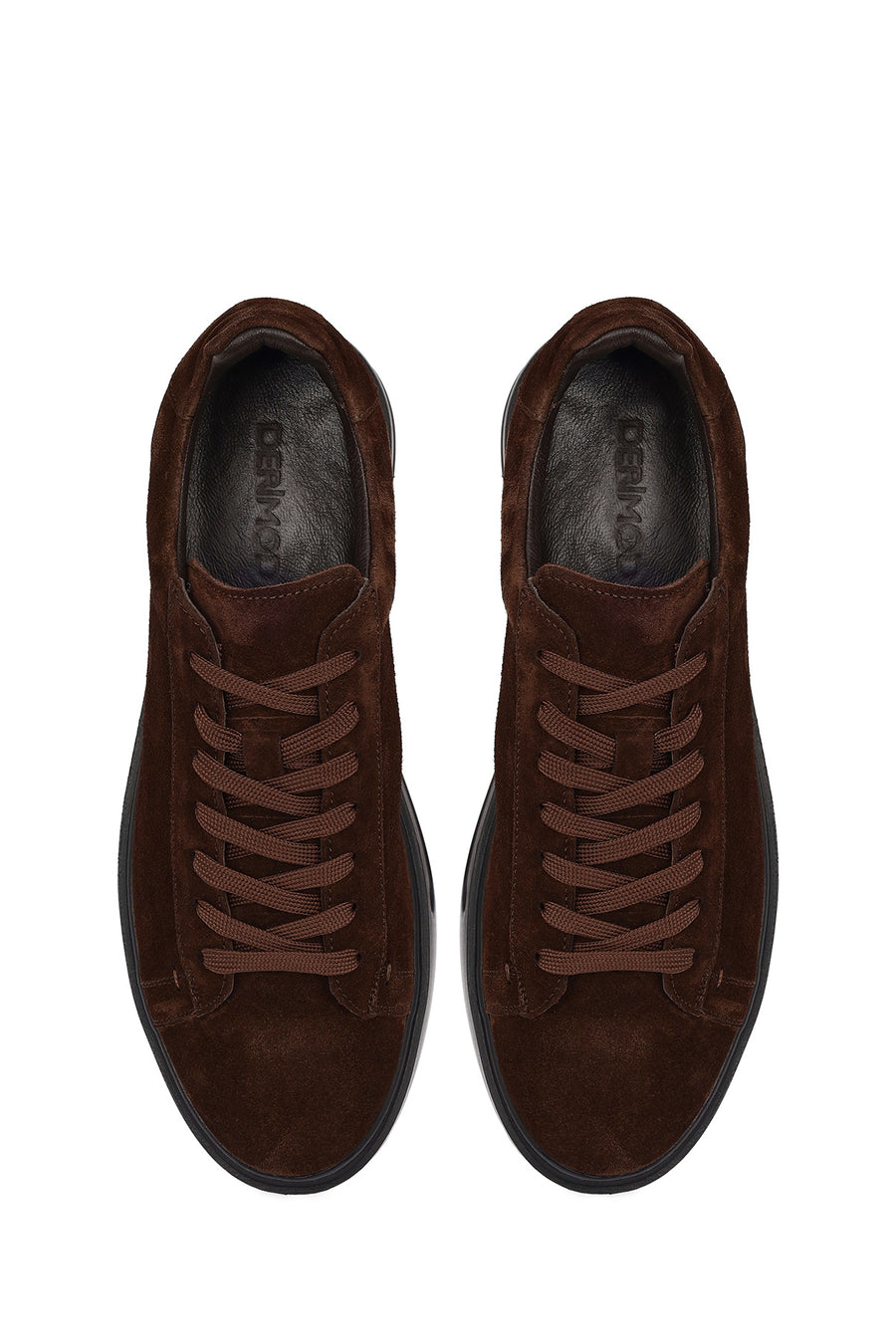 Erkek Kahverengi Bağcıklı Süet Deri Sneaker