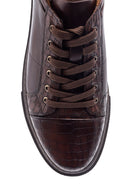 Men's Crocodile Detailed Leather Sneaker | Derimod