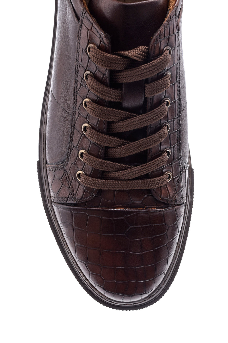 Erkek Kroko Detaylı Deri Sneaker
