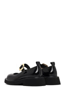 Woman Black Buckled Leather Shoes | Derimod