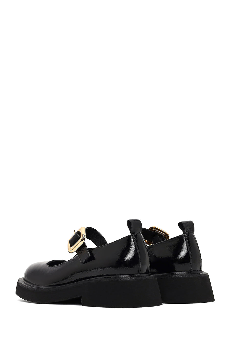 Woman Black Buckled Leather Shoes