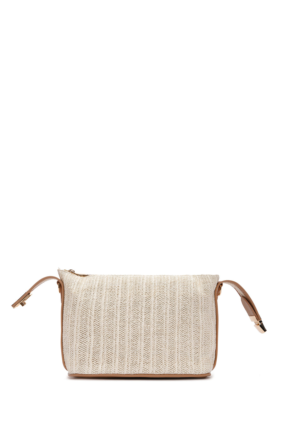 Women's Cream Long Strap Straw Handle Bag