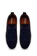 Male Navy Lace-up Suede Leather Sneaker | Derimod