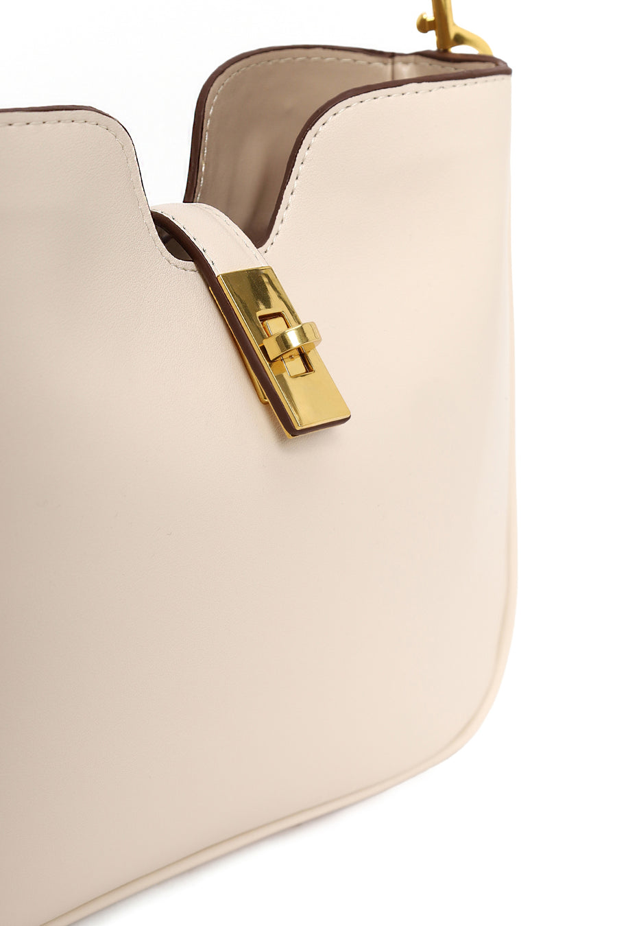 Woman Cream Long-Strap Shoulder Bag