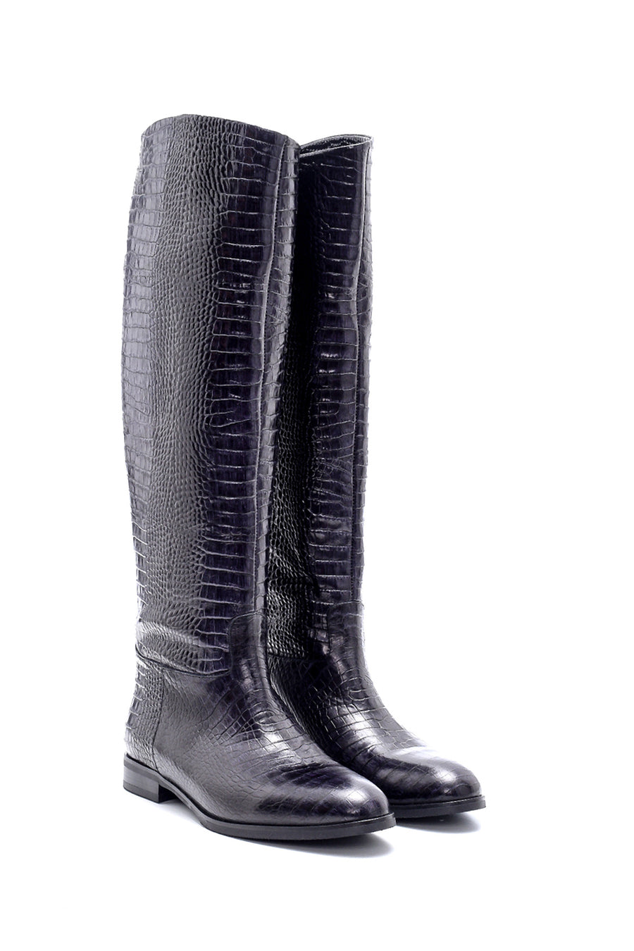 Women's Leather Crocodile Patterned Boots