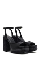 Women's Black Ankle Buckle Platform High Thick Heel Sandals | Derimod