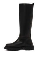 Women's Black Thick Soled Leather Boots | Derimod