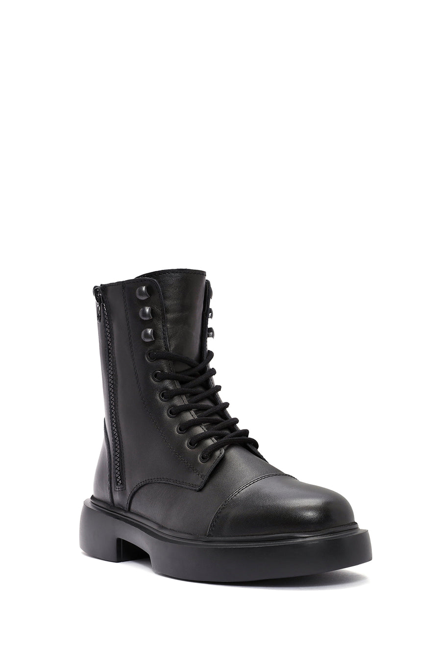 Men's Black Zippered Leather Casual Boots