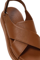 Women's Tan Strap Leather Sandals | Derimod