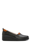 Kadın Siyah Dolgu Topuklu Deri Comfort Loafer | Derimod